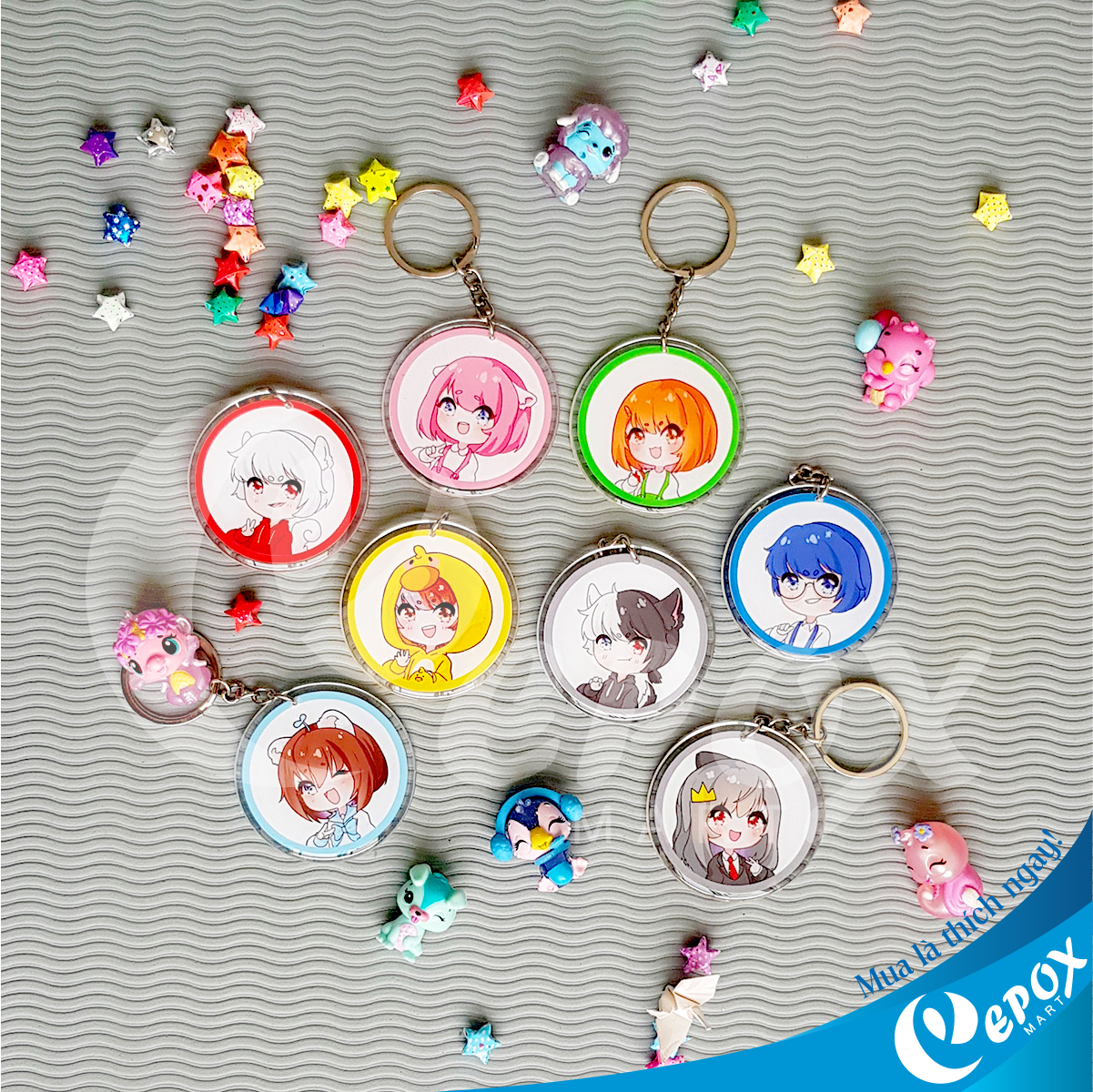 Combo 8 móc khóa Hero Team đổ keo 5,5cm