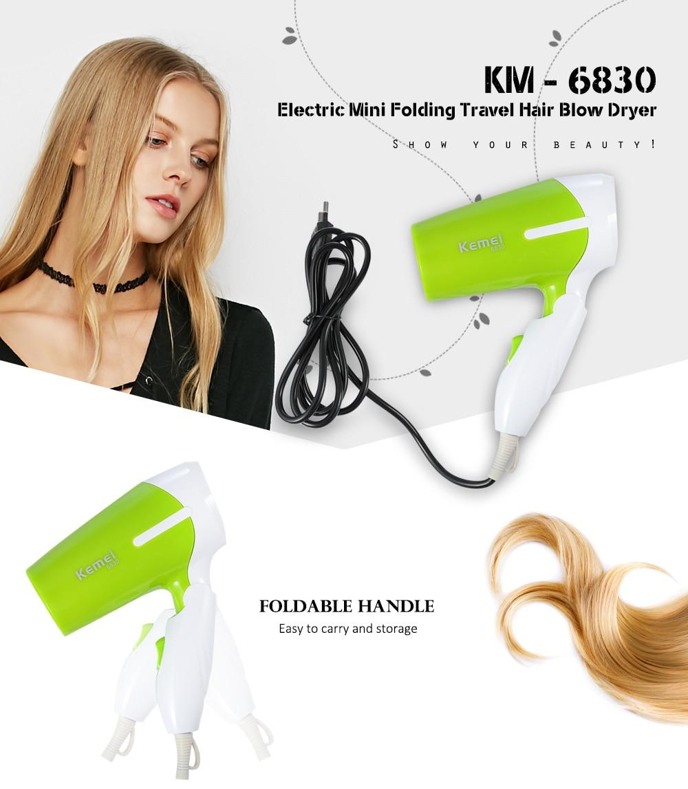 [HCM]Máy Sấy Tóc Mini Gấp Gọn Du Lịch Với 2 Tốc Độ Sấy Kemei  KM-6830