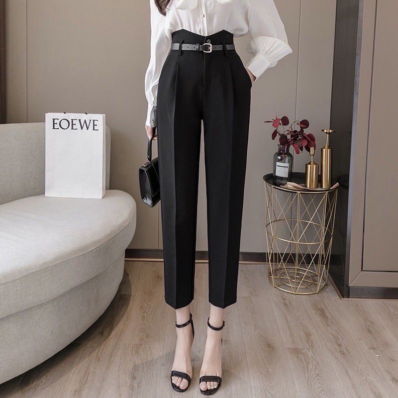(M 109 ) Quần tây nữ Baggy Cạp V Lưng cao kèm đai