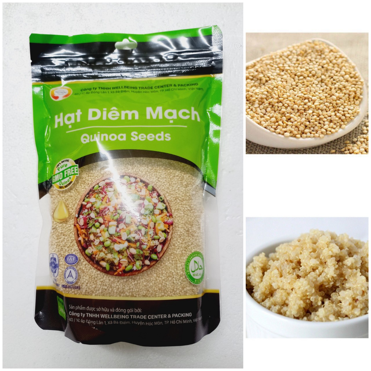 Hạt diêm mạch trắng, Quinoa ba màu hữu cơ Wellbeing gói 500gr