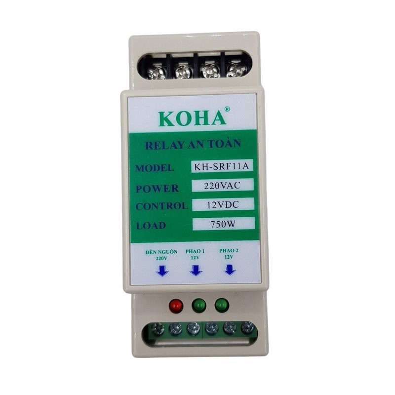 Rơle an toàn cho phao điện máy bơm KH-SRF11A,rơ le an toàn,bộ chuyển nguồn phao điện về 12V,hãng KOHA KH- SRF11A,rơ le phao điện chống tràn, chống cạn,rơ le an toàn kèm phao,phao điện bồn nước chống tràn,rơ le an toàn cho phao