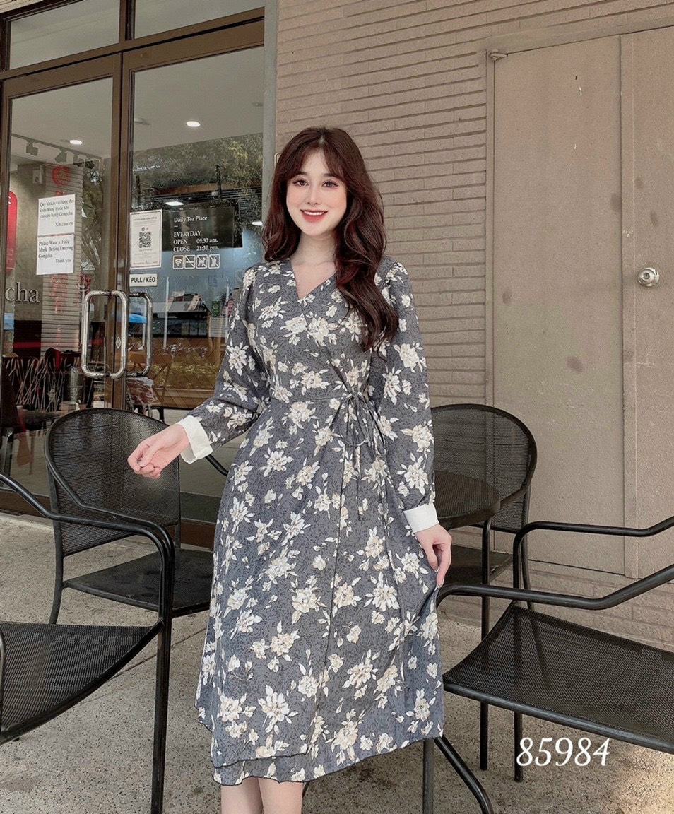 Đầm xòe tiểu thư họa tiết hoa nhí ulzzang xinh xắn - thời trang th