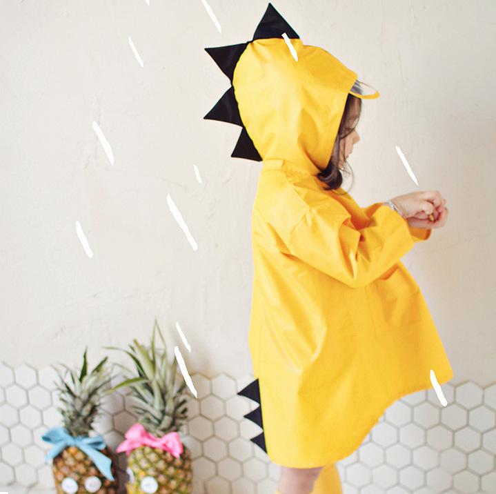 Yellow Dinosaur Raincoat for Children