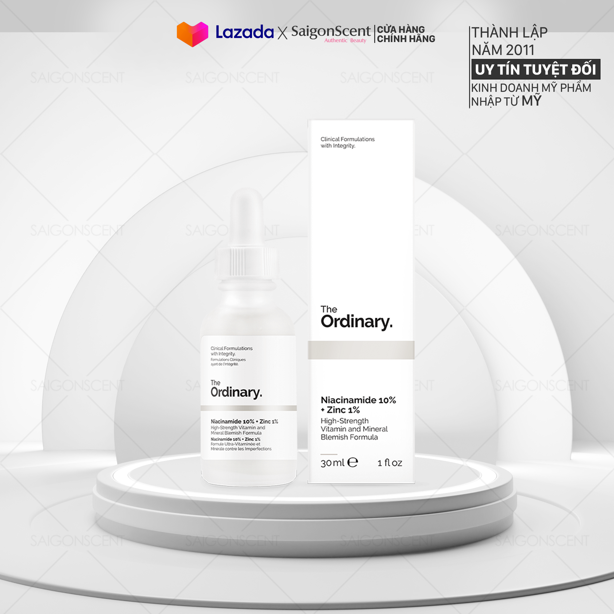 Tinh chất hỗ trợ giảm mụn Serum The Ordinary Niacinamide 10% + ZinC 1% 30mL [Saigon Scent]