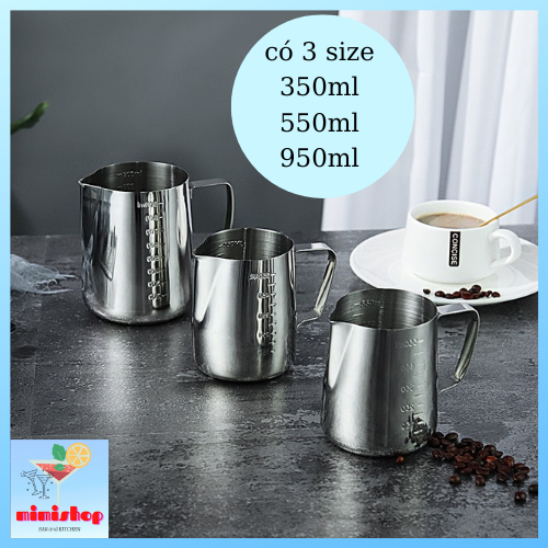 Ca Đánh Sữa Có Vạch Chia Inox Cao Cấp Pha Chế - Dụng Cụ Pha Chế