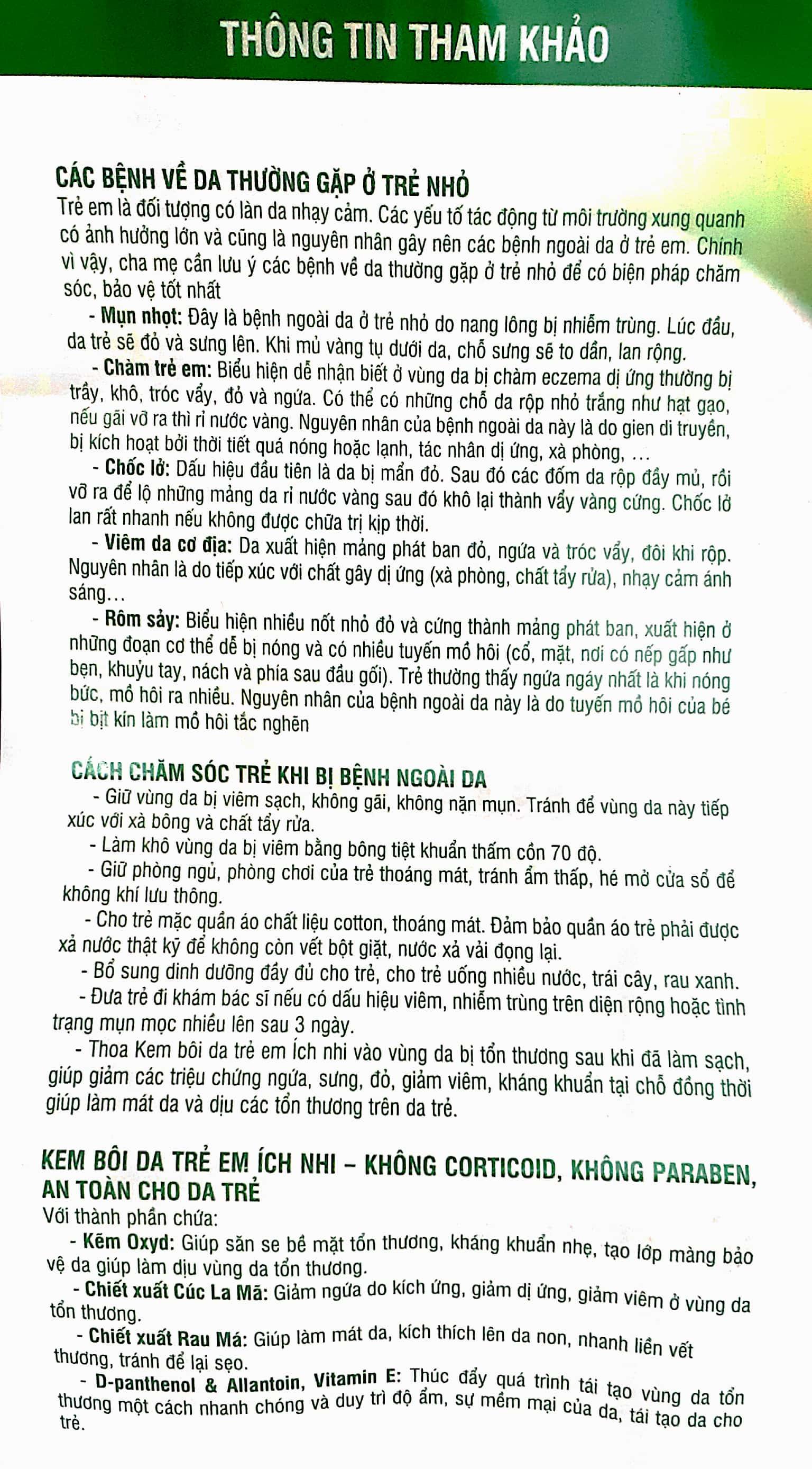 [HCM]Kem bôi da trẻ em Ích Nhi hết hăm da rôm sảy
