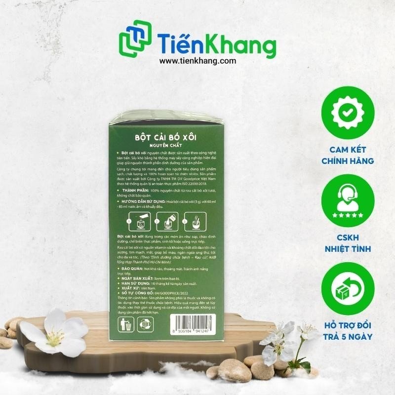Bột Cải Bó Xôi Nguyên Chất Goce - Hộp (60gram/20 gói)
