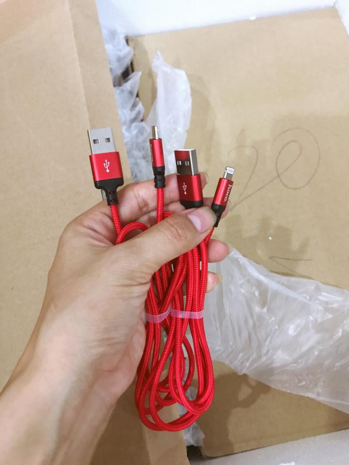Cáp bọc dù Hoco X14 Loại 1 mét và 2 mét dành cho điện thoại Iphone và Android