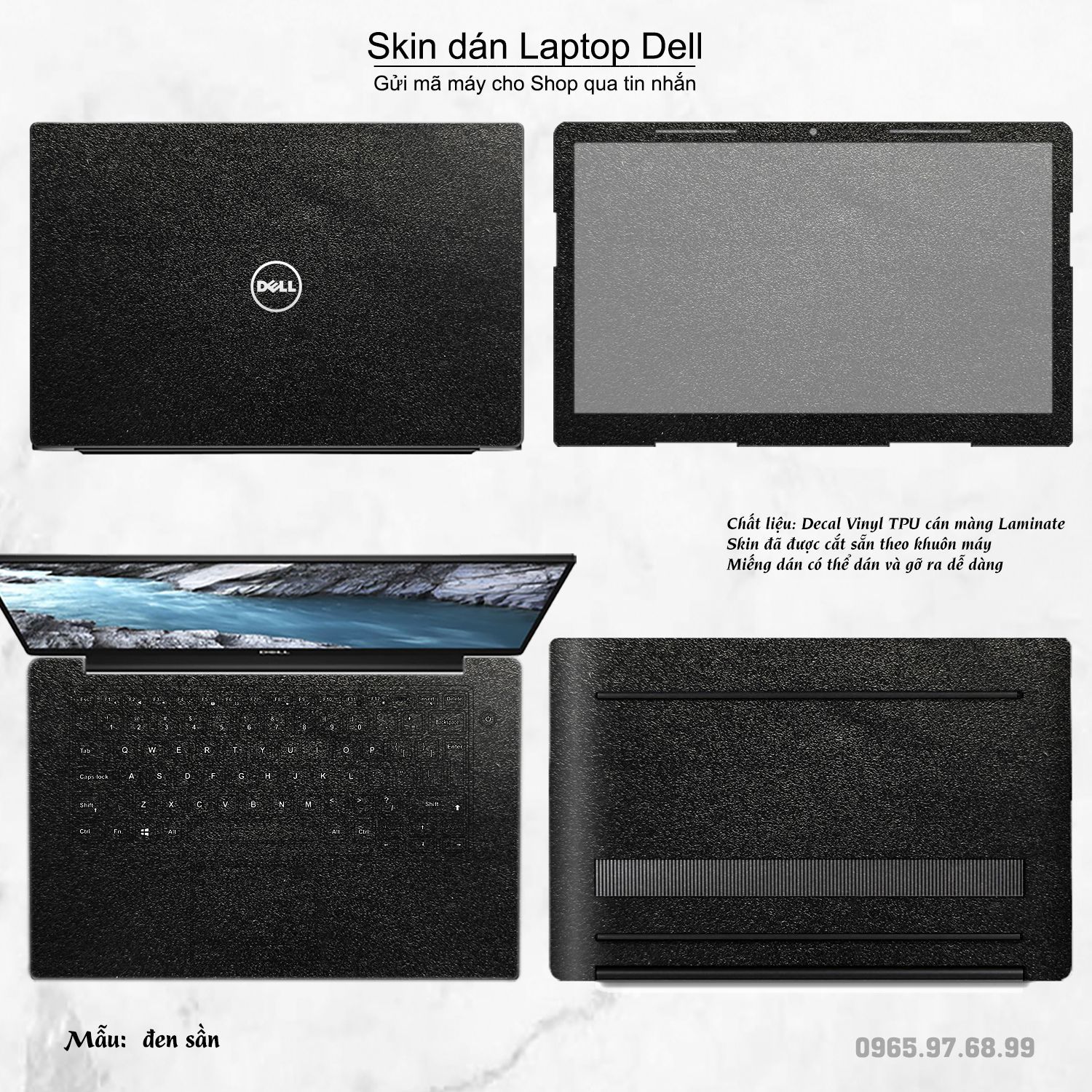 Decal Skin dán Laptop Dell mẫu đen sần (inbox mã máy cho shop)