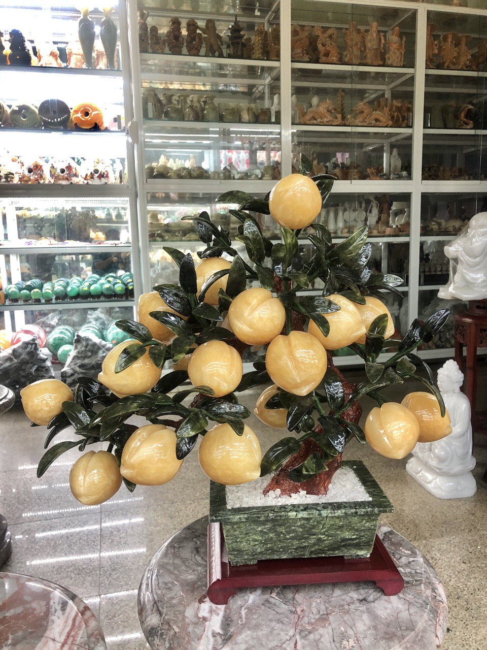 Cây đào phong thủy đá ngọc hoàng long 18 quả - Cao 45 cm