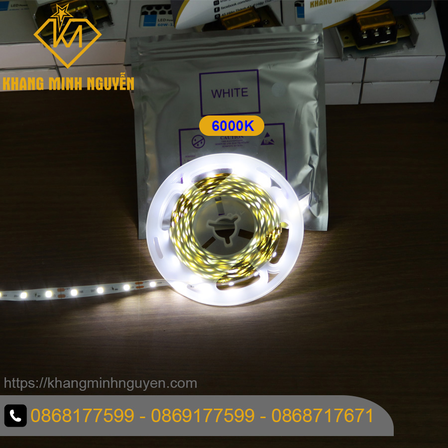 Đèn dây LED SMD 2835 12v 60 mắt/mét cuộn 5m