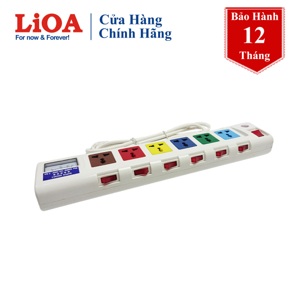 Bảng giá Ổ cắm điện LiOA có đồng hồ báo công suất 6 ổ cắm, 2 lõi 6OFSSA2.5-2