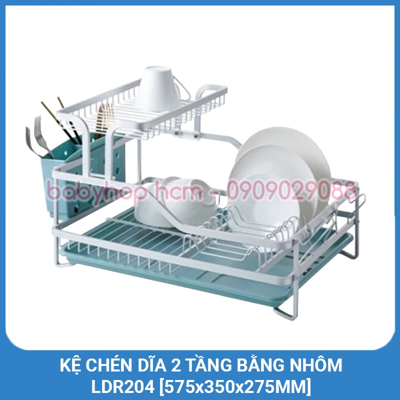 Kệ chén dĩa 2 tầng bằng nhôm lock&lock ldr204