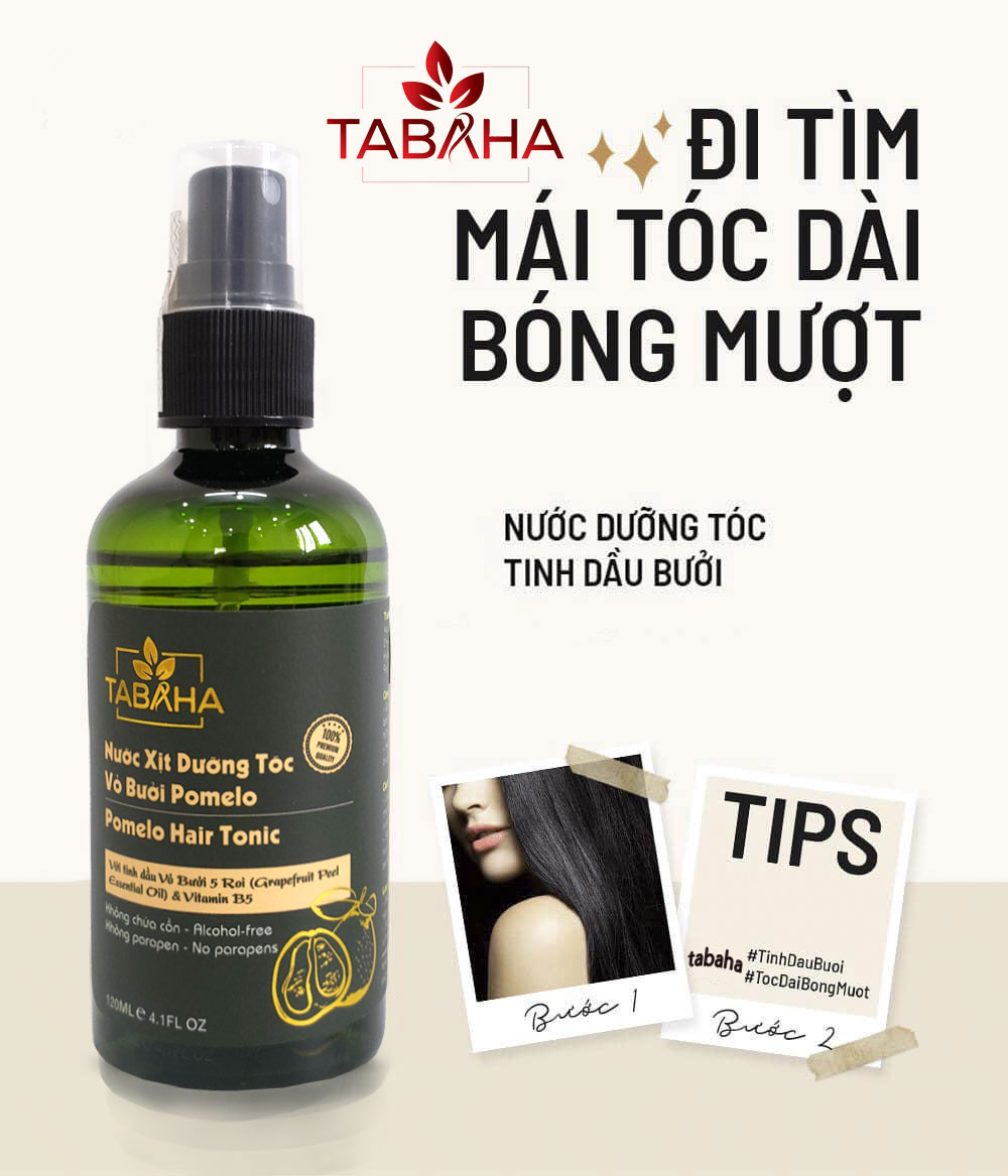 [HCM]Xịt dưỡng tóc kích thích mọc tóc con tinh dầu bưởi Pomelo Tabaha 120ml
