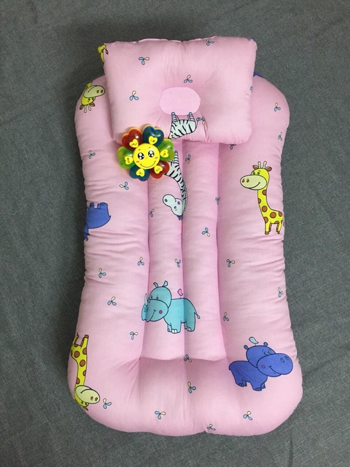 [TẶNG ĐỒ CHƠI XÚC XẮC CHO BÉ] ĐỆM NẰM DI ĐỘNG chất liệu cotton CHO BÉ