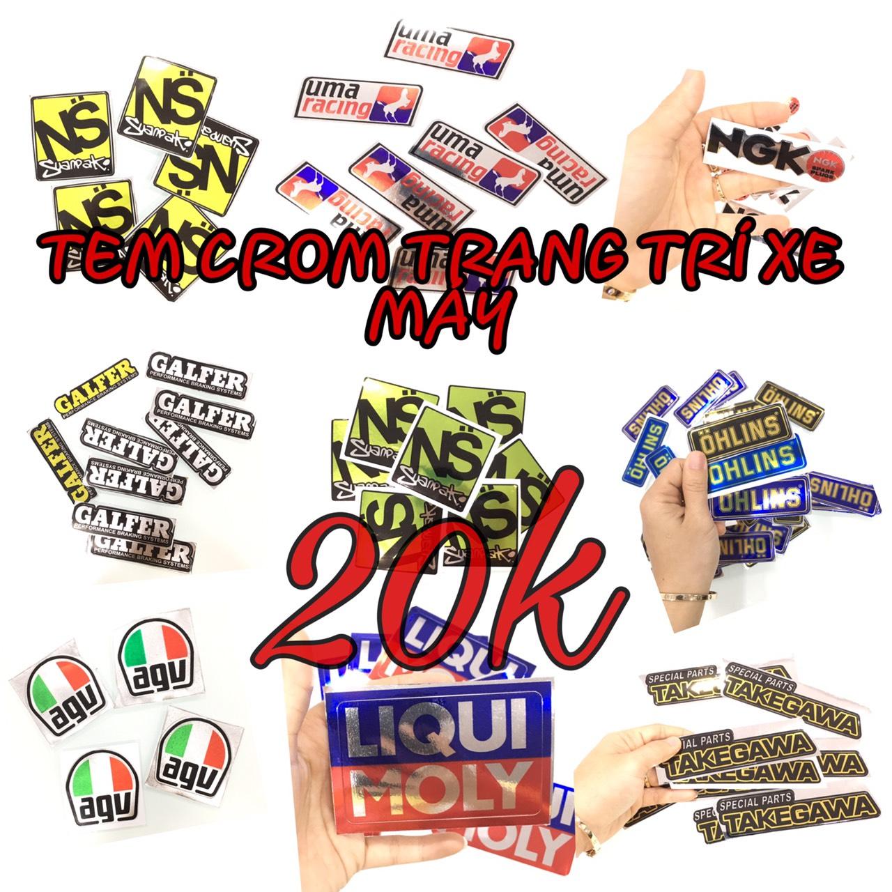 Tem crom tráng trí xe máy 20k
