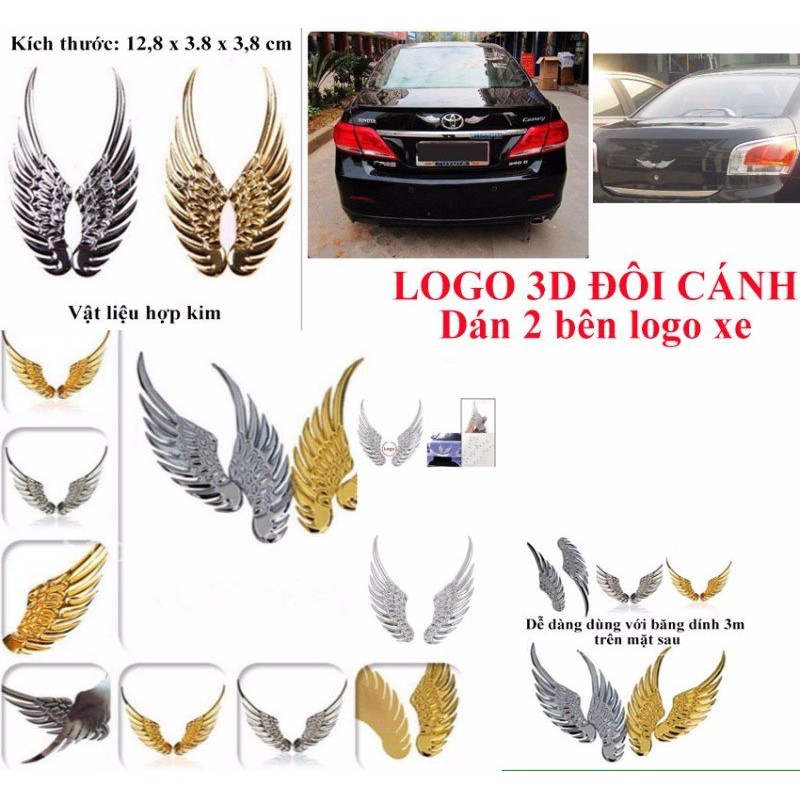 Logo kim loại đôi cánh 3D sang trọng