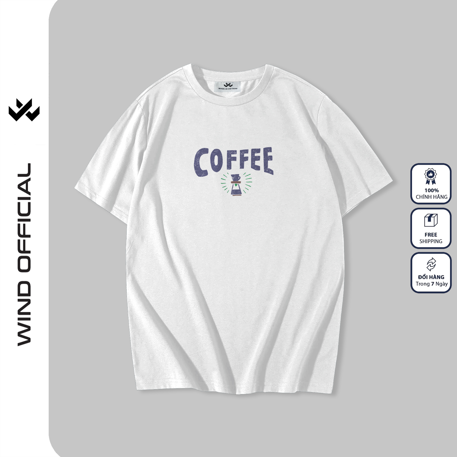 Áo thun tay lỡ nam nữ WIND phông dáng rộng COFFE 65%cotton , thời trang nam nữ ulzzang oversize