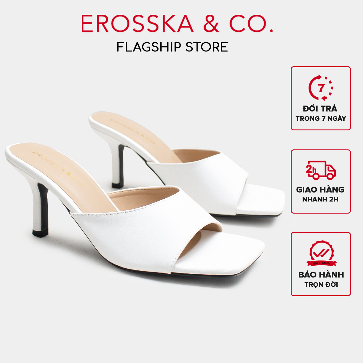 Erosska - Dép cao gót thời trang gót nhọn cao 7cm màu đen _ EM091