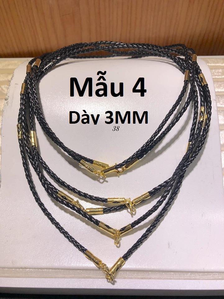 Dây da đeo cổ khóa làm bằng vàng tây