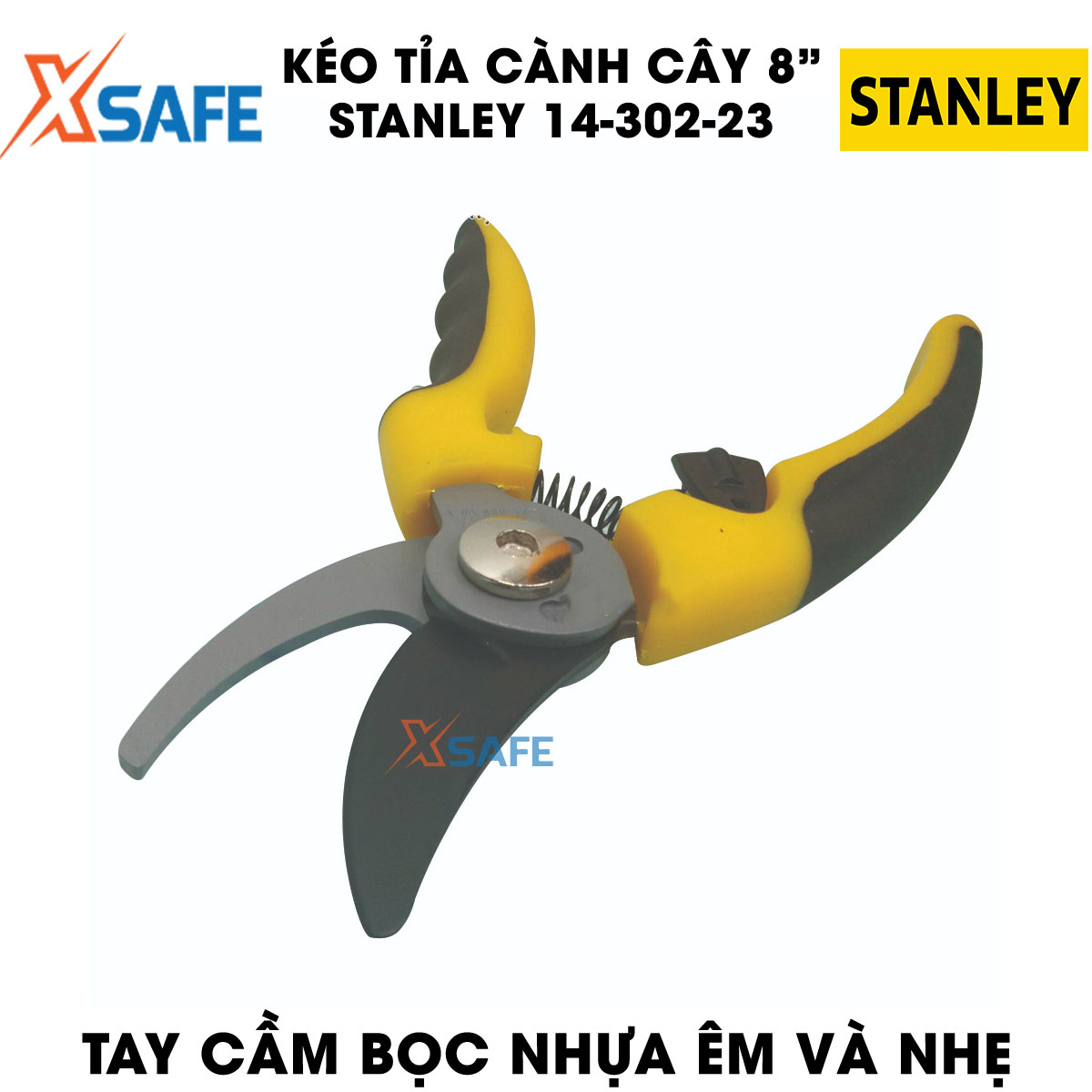 Scissors pruning shears bough 8 inch Stanley 14-302-23 200mm. Scissors pruning shears bough Stanley handy, blade carbon steel scissors sharp and tough, handle with spring power-assisted and plastic wrap light smoothness-distribution genuine xsafe
