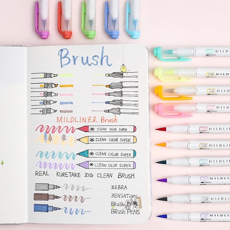BÁN LẺ - BÚT ZEBRA MILDLINER BRUSH (10 MÀU MỚI)