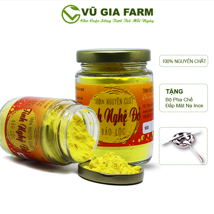 Combo 2 Tinh Nghệ Đỏ Nguyên Chất Vũ Gia + Tặng Bộ Đắp Mặt - Hỗ trợ dạ dày, tiêu hóa, đắp mặt nạ dưỡng da, tẩy tế bào chết cho da