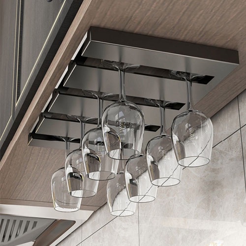 Giá treo ly rượu vang quầy bar, kệ treo ly bằng thép inox 304 cao cấp, sang trọng