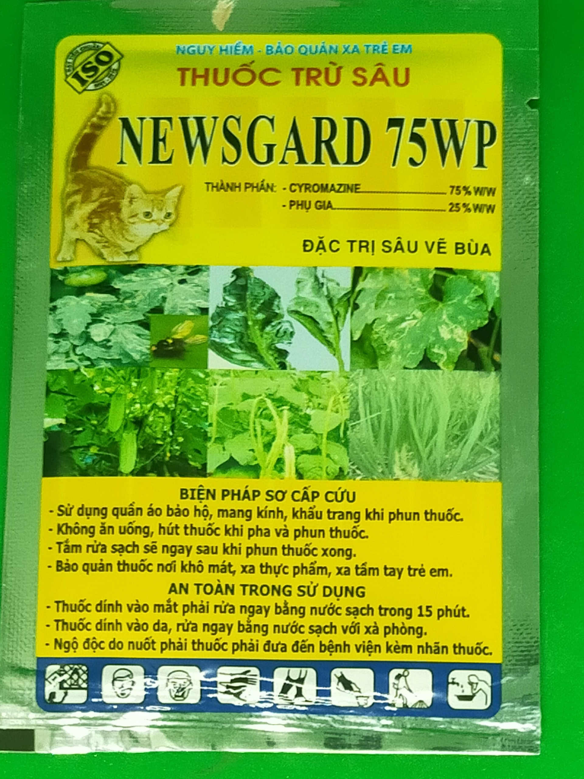 Thuốc trừ sâu Newgard 75wp; thuốc trừ sâu vẽ bùa; trừ sâu vẽ bùa hoa cúc, hoa đồng tiền, sâu vẽ bùa cây ăn quả; dòi đục lá dưa chuột