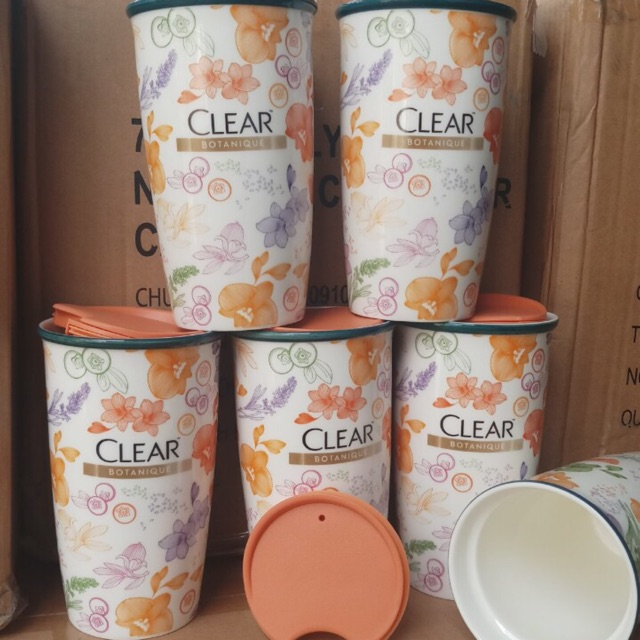 Ly sứ có nắp 550ml - ly sứ họa tiết