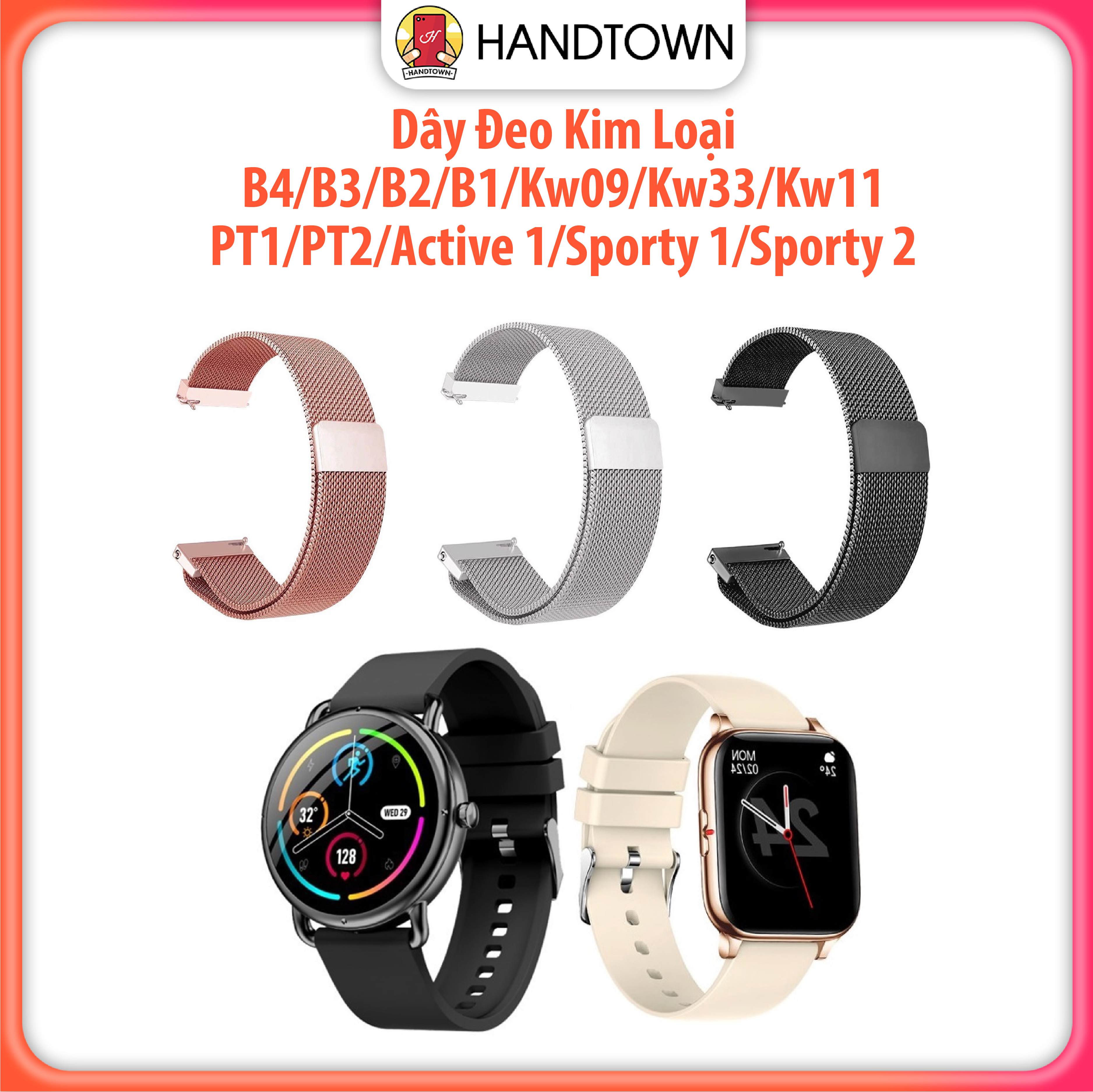 Dây đeo kim loại milanese beu befit b4 / b3 / b2 / b1 / pt1 / pt2 / active 1 / sporty 1 / sporty 2 / kw09 / kw11 /kw33