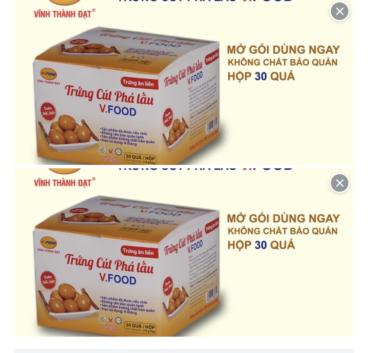 COMBO 2 HỘP CÚT ĂN LIỀN ( giao toàn quốc)