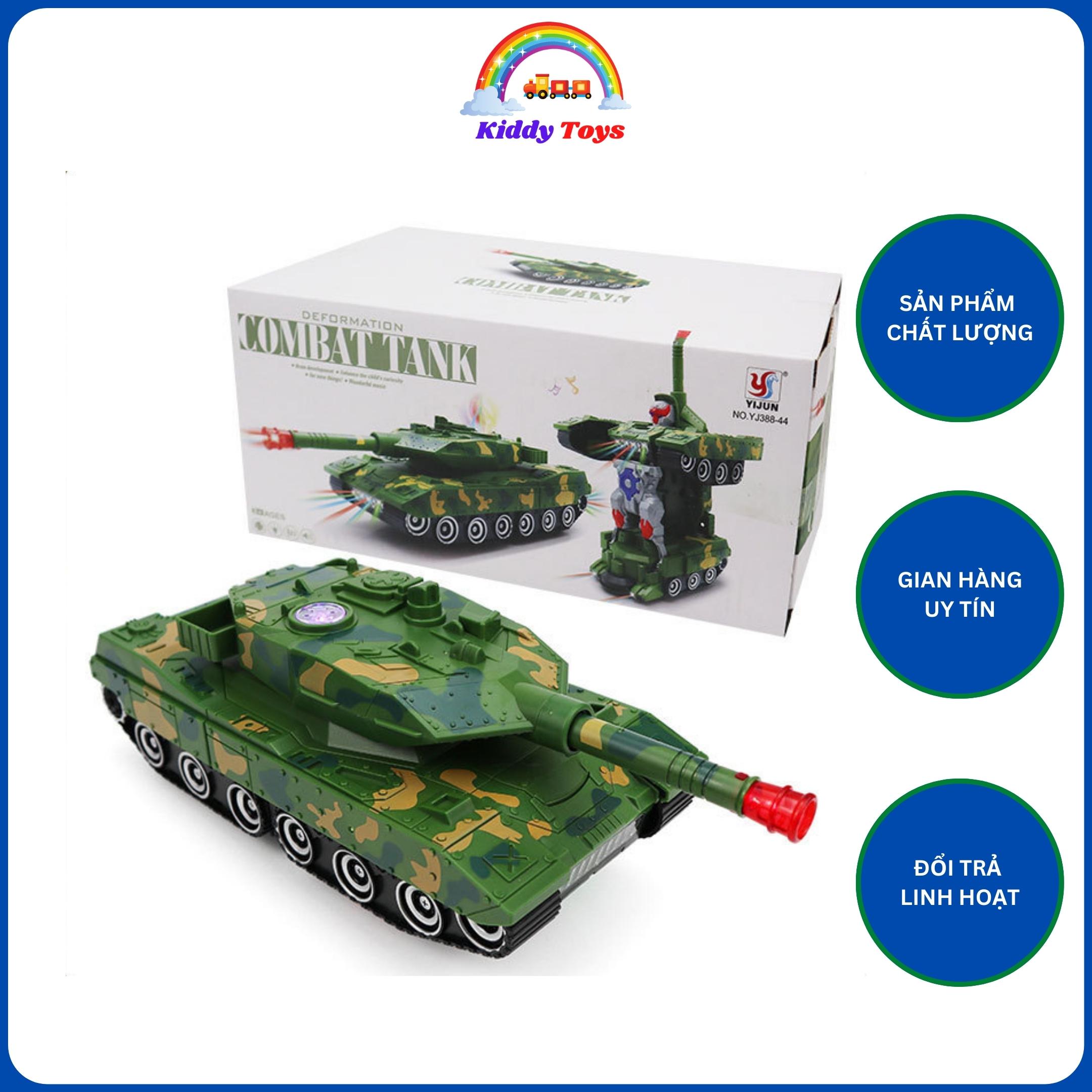 Đồ chơi trẻ em Xe tăng biến hình Robot tự động có đèn và nhạc KIDDY TOYS