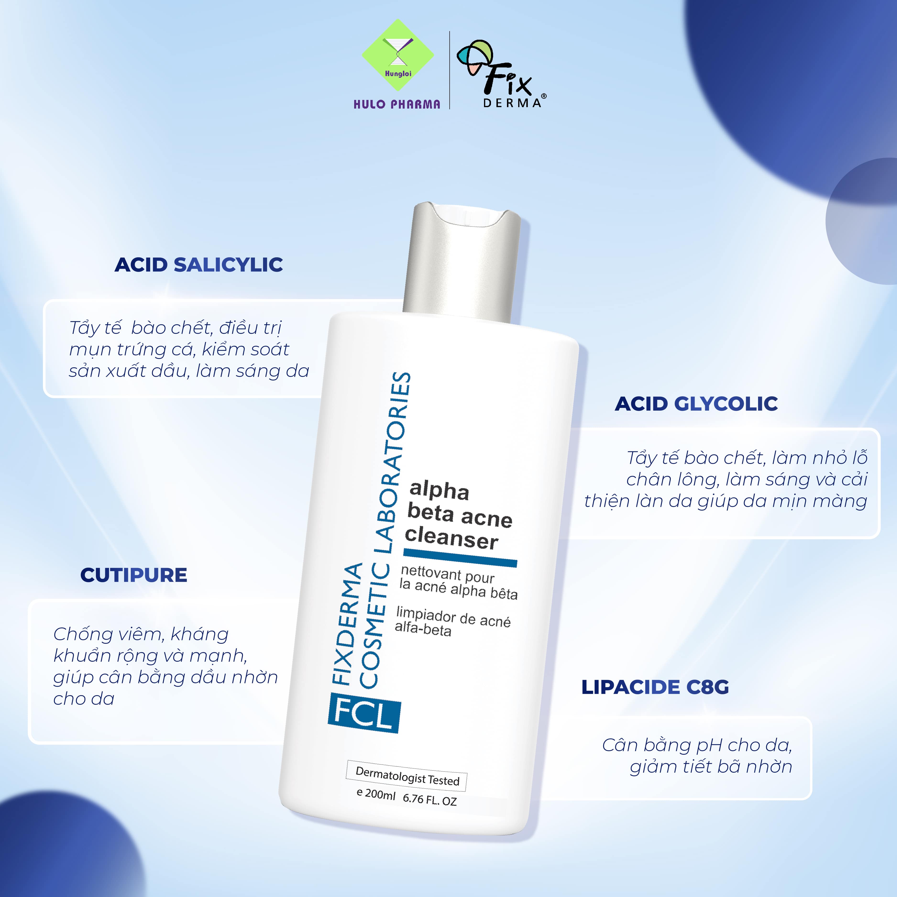 Sữa Rửa Mặt Cho Da Dầu Mụn FCL Alpha Beta Acne Cleanser Ngừa Viêm, Sạch Bụi Bẩn, Giảm Mụn Phục Hồi Da 200ml - Hùng Lợi