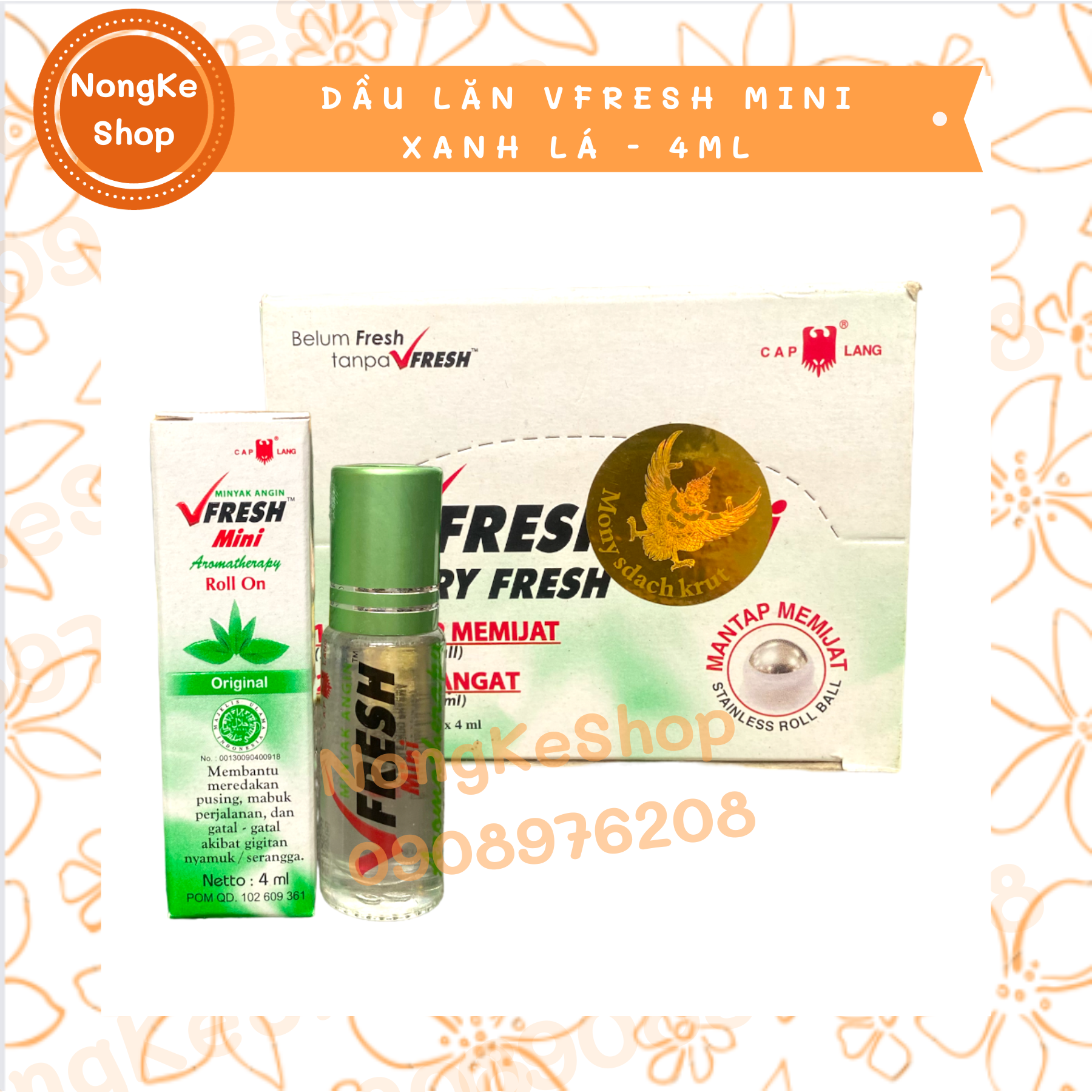 [HCM]Dầu lăn vfresh xanh lá 4ml