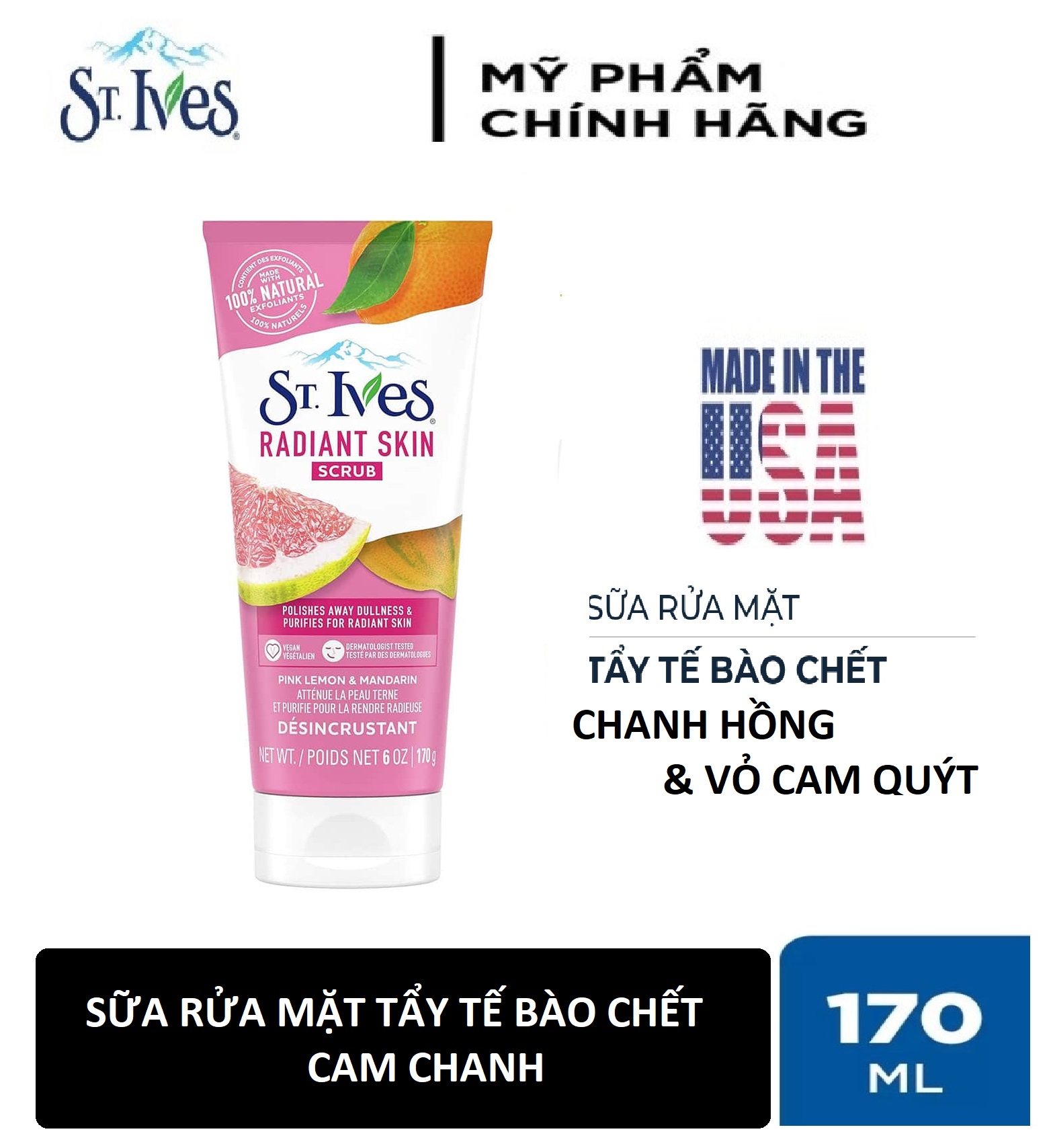 Sữa Rửa Mặt Tẩy Tế Bào Chết ST.IVES Cam Chanh (170g)