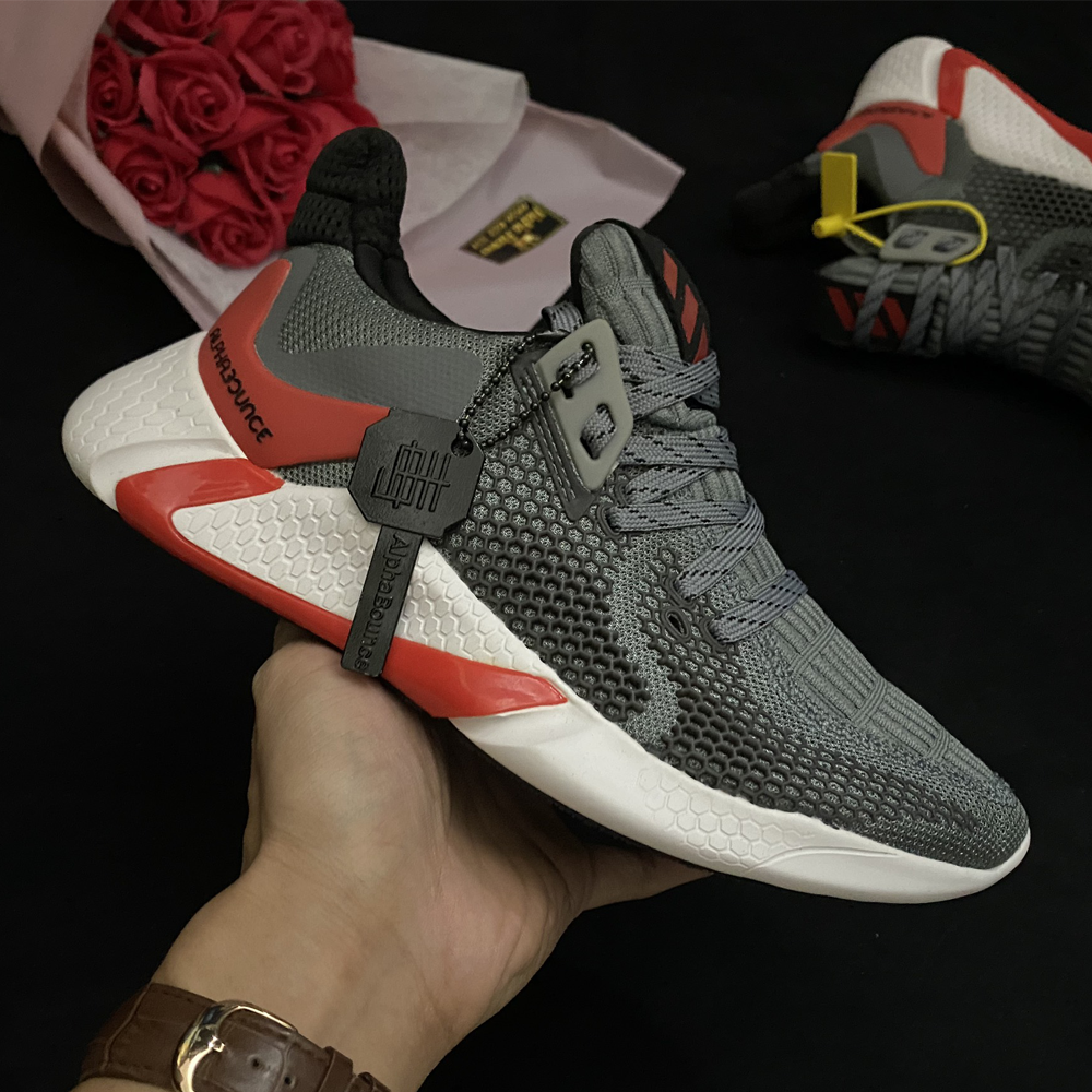 [Full box & Freeship] Giày Thể Thao Sneaker Alphabounce Xám Đỏ Version 2020 - Nam Nữ