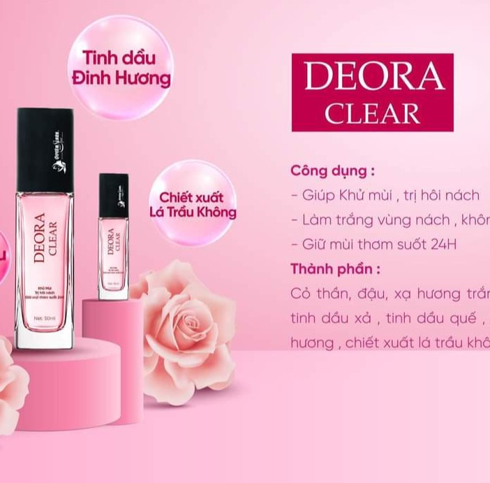 XỊT KHỬ MÙI HÔI NÁCH DEORA CLEAR QUYÊN LARA 50ml-Nam Nữ dùng được-Hết Hôi Nách Vĩnh Viễn