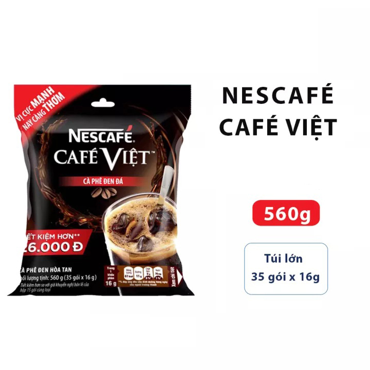 Cà phê hòa tan Nescafé café Việt cà phê đen đá (Túi 35 gói x 16g)
