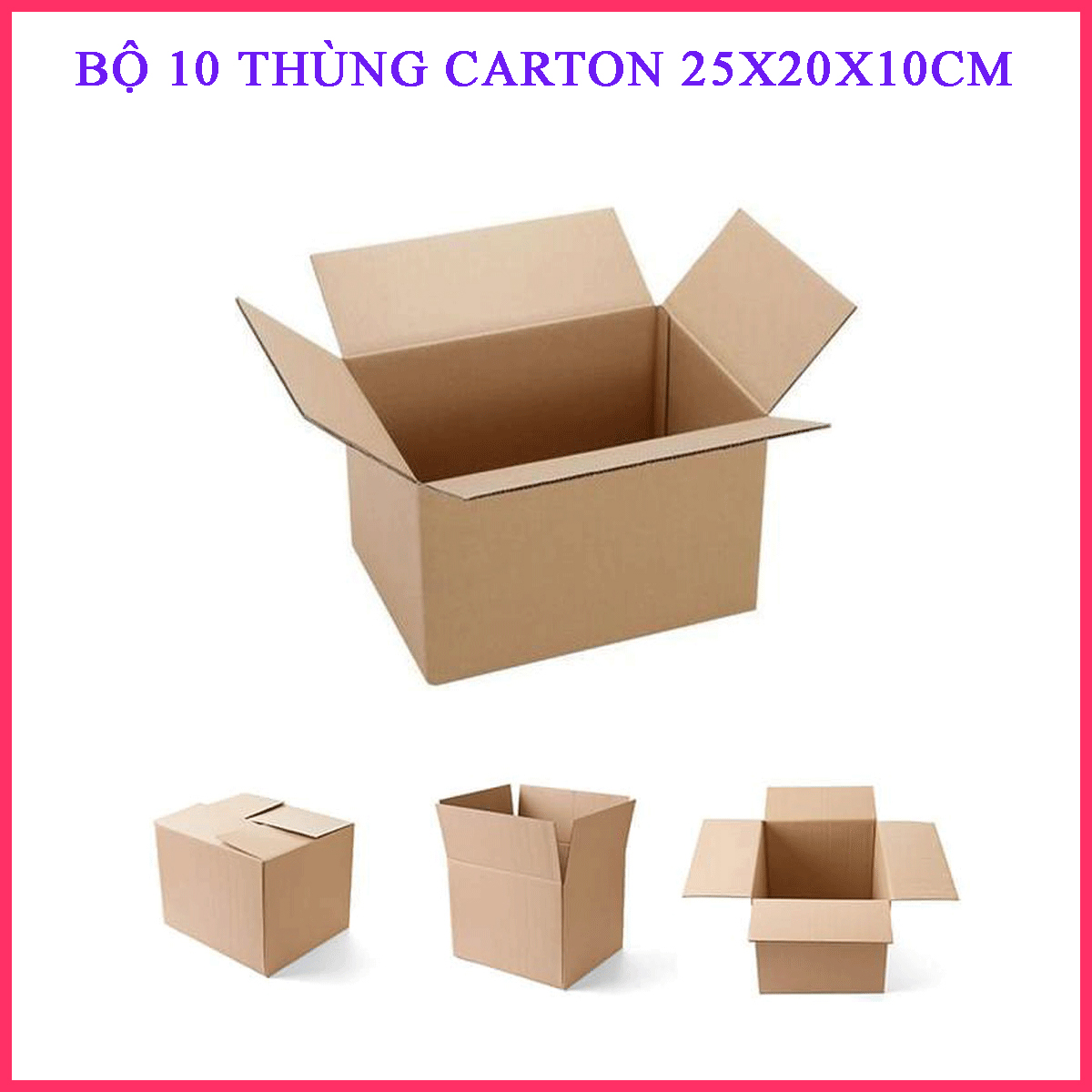 Bộ 10 thùng carton 25x20x10cm đóng hàng chịu lực tốt