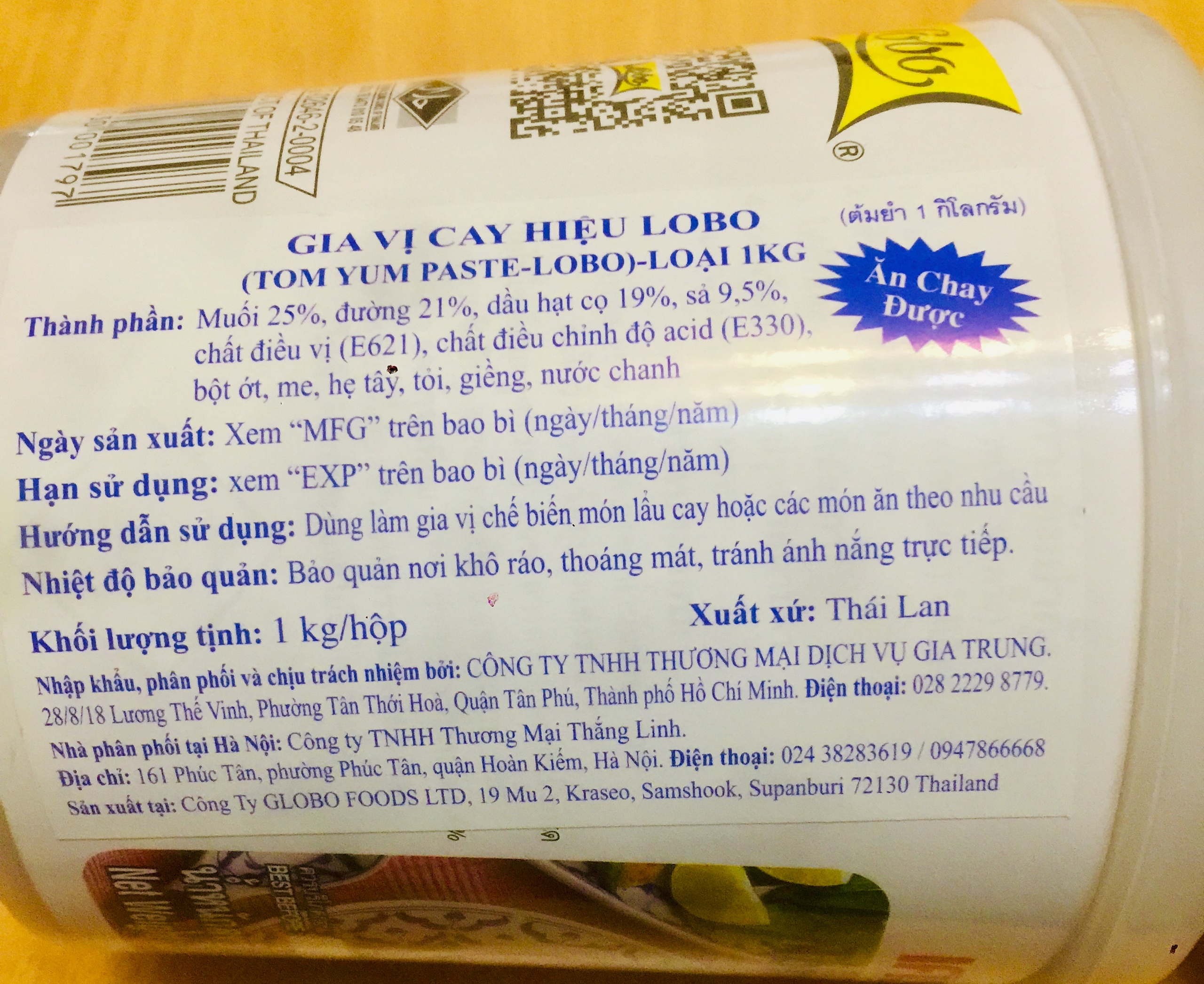 Sốt lẩu thái Tomyum Paste vị cay hũ (1kg)