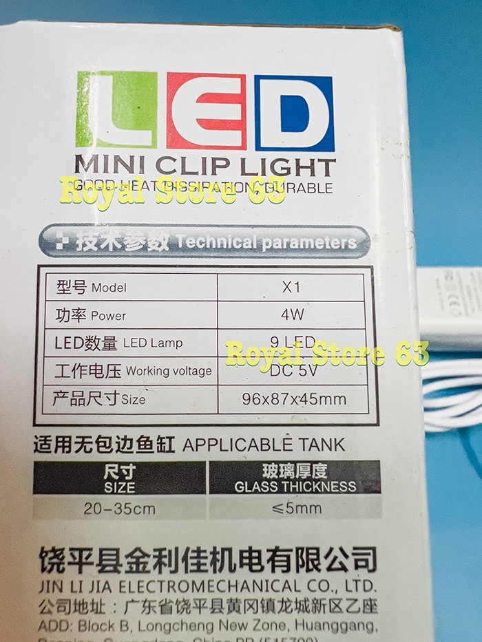 Jeneca X1 Đèn Led Kẹp Góc Mini Cho Bể Cá Cảnh 4w