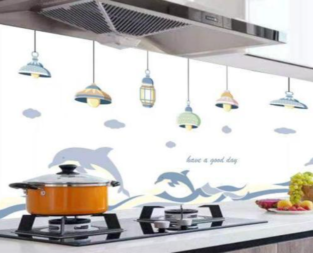 Decal dán bếp tráng nhôm cách nhiệt - Cá heo xanh