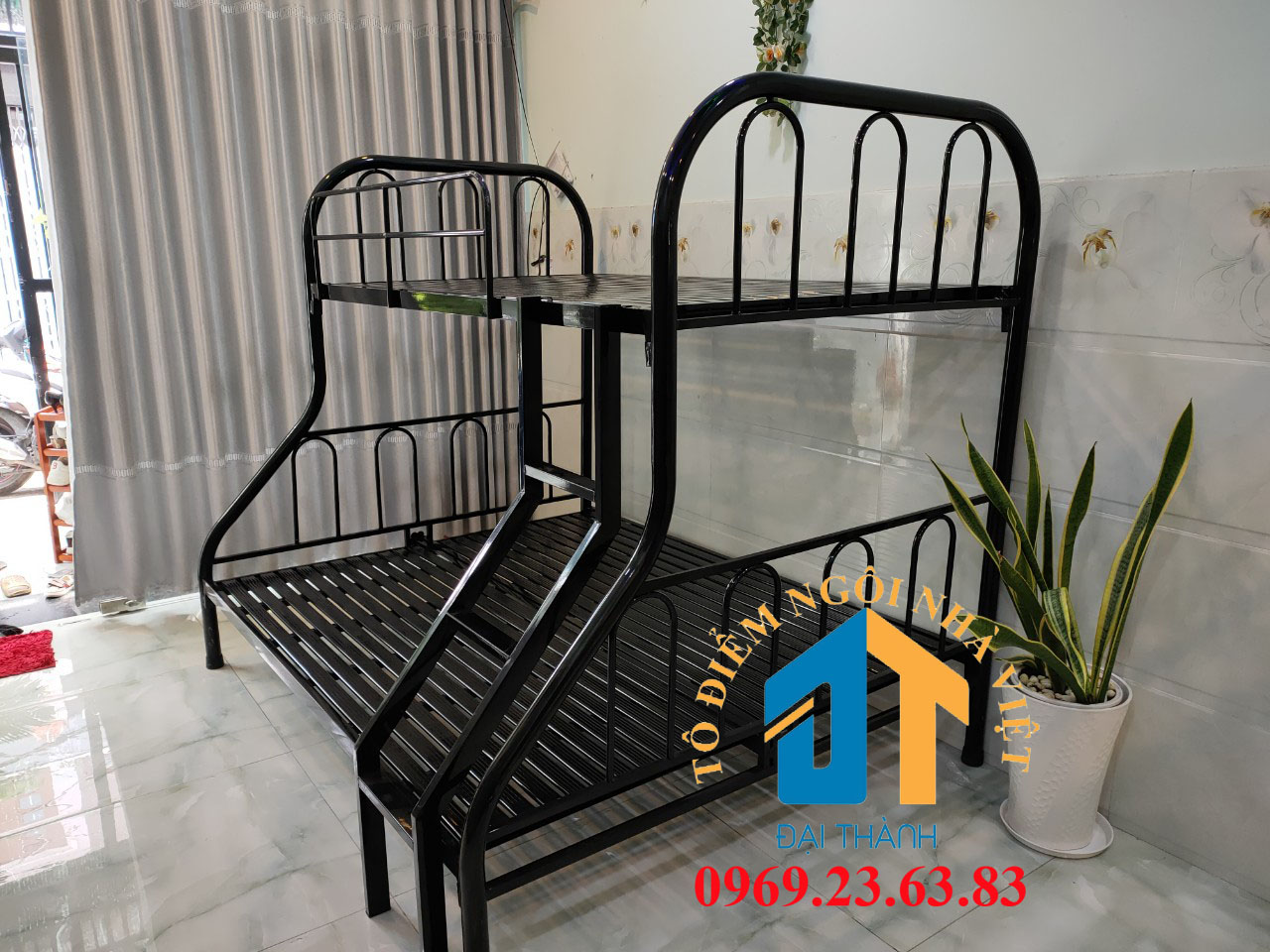 Giường  sắt 2 tầng trên 1M dưới 1M4 – GS17