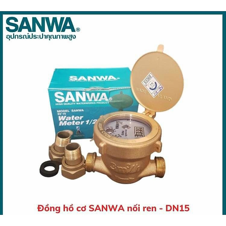 ĐỒNG HỒ NƯỚC SANWA MADE IN THAILAND THÂN ĐỒNG CAO CẤP ĐỒNG HỒ ĐO LƯU LƯỢNG NƯỚC