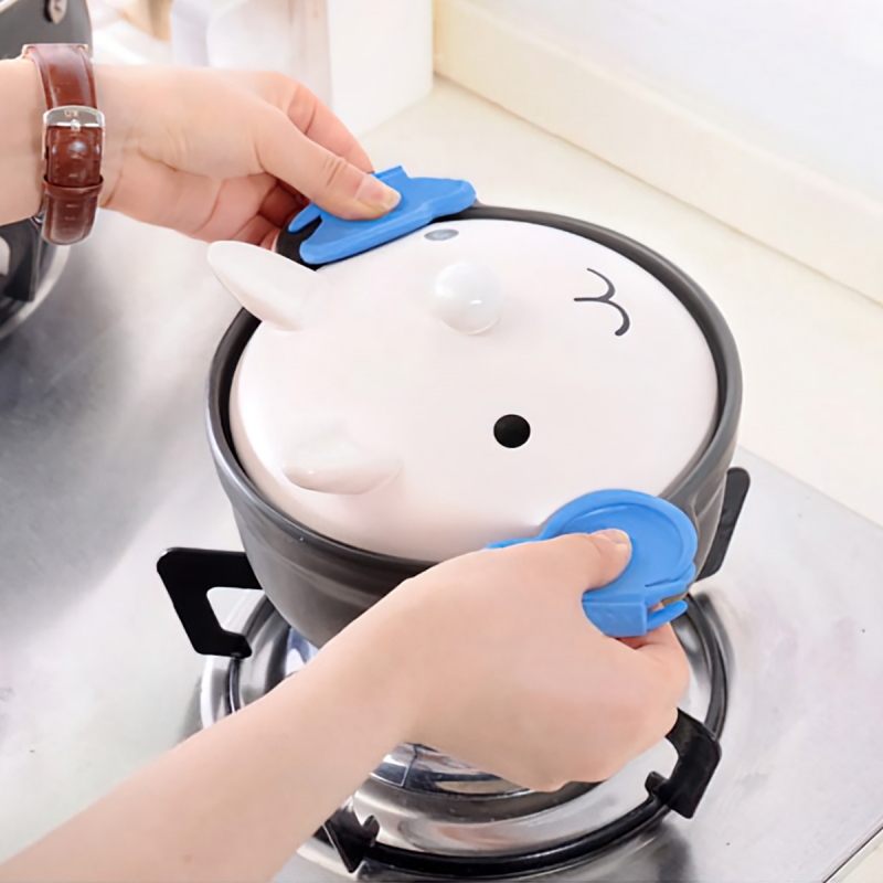Non-slip & heat insulation butterfly-shaped silicone dish clamp