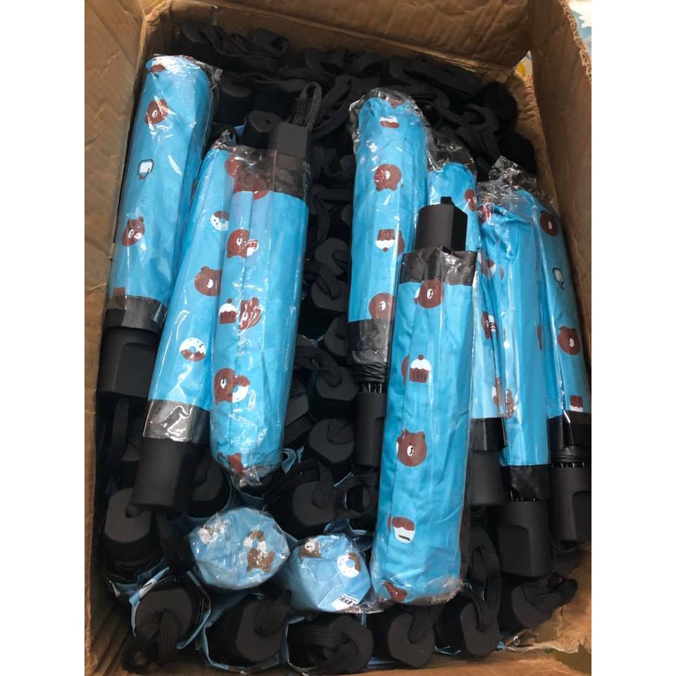 Ô dù gấp gọn hình gấu brow (màu xanh dương)