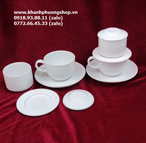 bộ phin pha cà phê sứ trắng Minh Long - phin pha cà phê sứ minh long