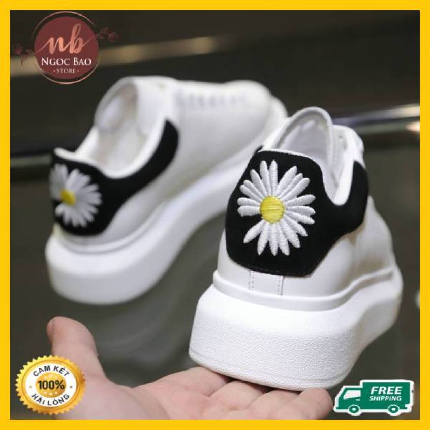 Giày thể thao Sneaker nam nữ MC queen thêu logo Hoa cúc tăng chiều cao 5cm, mang êm chân, thấm hút mồ hôi Chống hôi chân HOT TREND 2020 , Ngocbao Store , giày thể thao nam nữ chất liệu da Cao cấp mang đi học, đi chơi, giày đôi nam nữ giá rẻ
