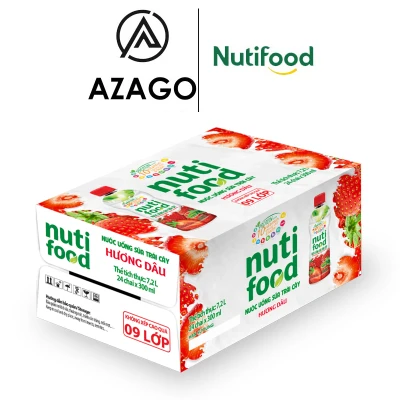 Thùng 24 chai Nước uống Sữa trái cây Nuti hương Dâu chai 300ml TU.NTD01AZ - Thương Hiệu NUTIFOOD - AZAGO
